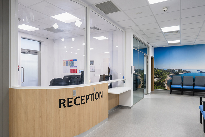 The new reception desk and waiting area, part of the Emergency Department building upgrade.