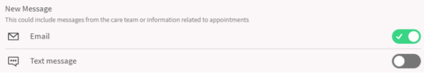 MY CARE New Message section