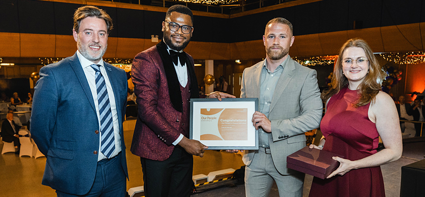 Our People's Choice individual award winner Gabriel Moroti, being presented with their award