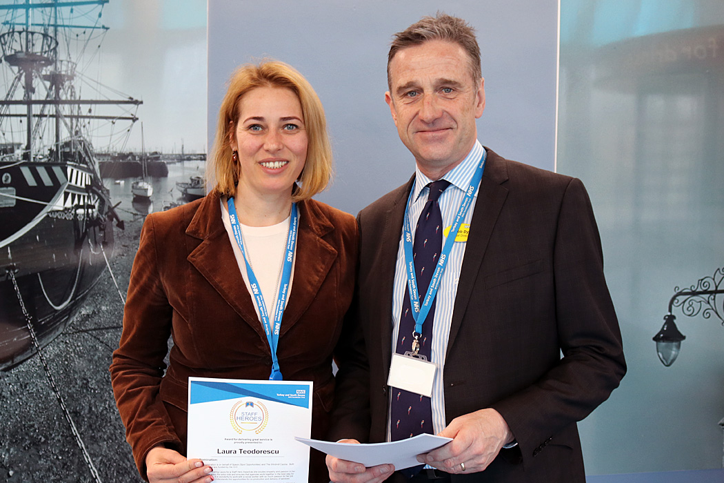 Laura Teodorescu with Rob Dyer, Medical Director
